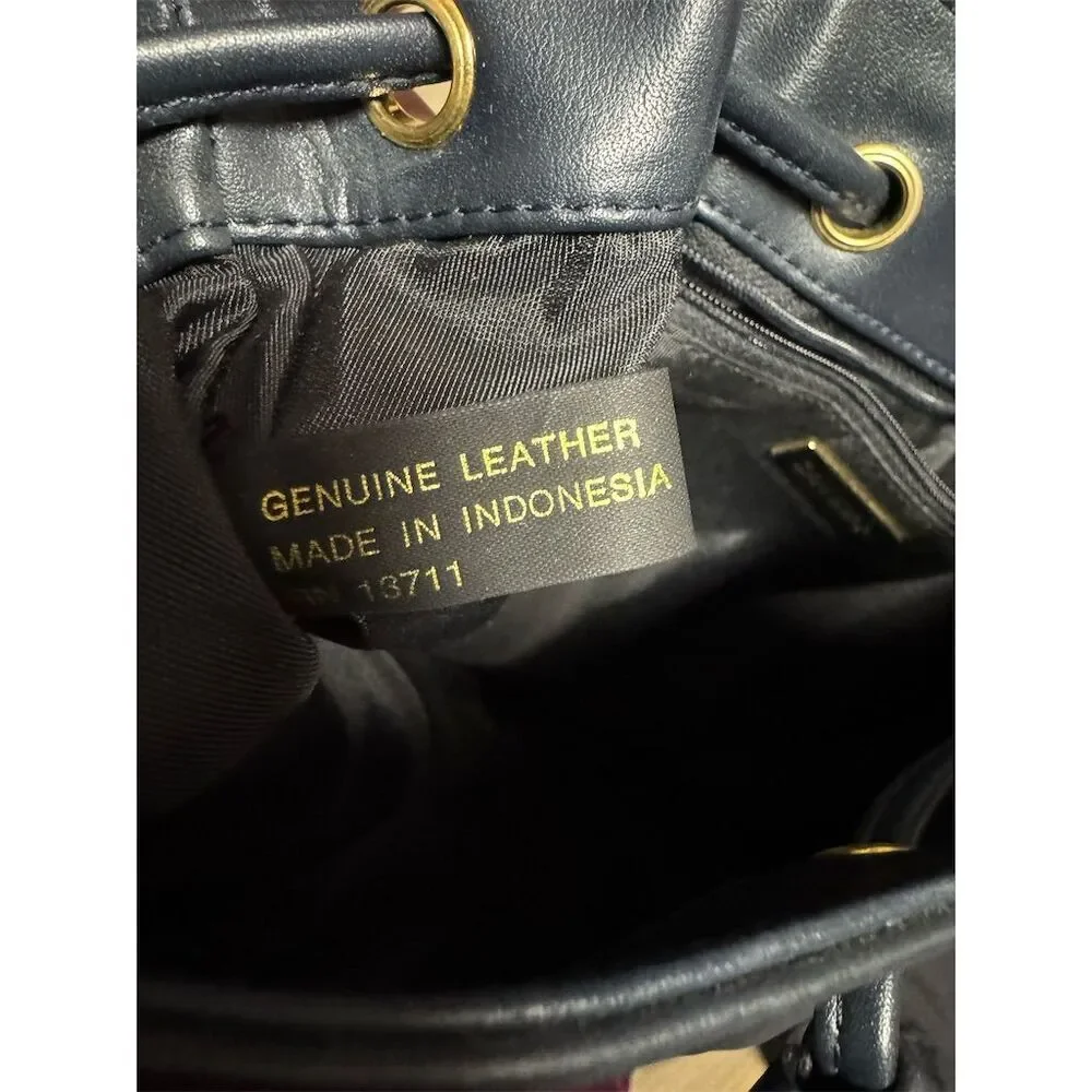 Giani Bernini Women's Blue Leather Hobo Bag w/ Drawstring Closure